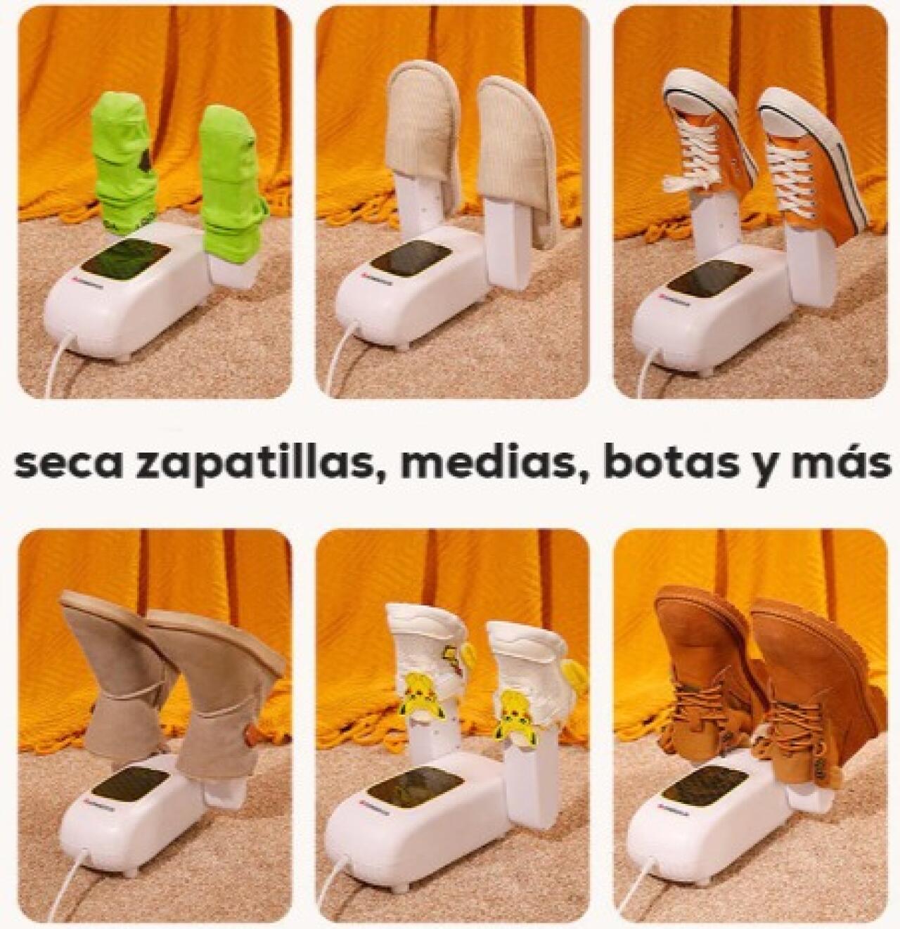 Calentador secador de zapatos portátil